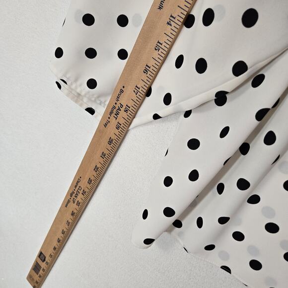 Talbots Side Tie Dot Print Top Sz 3X White Black Polka Dot 3/4 Sleeve READ - Picture 11 of 14